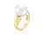 Кольцо из желтого золота с белой морской Австралийской жемчужиной 11-12 мм