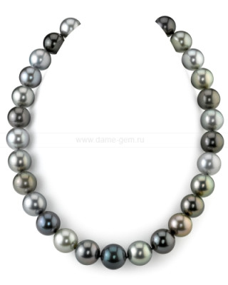 Ожерелье "микс" из морского круглого Таитянского жемчуга 10,5-13,4 мм. Качество высокое АА+