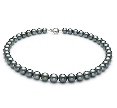 Ожерелье из серебристого круглого морского Таитянского жемчуга 10,2-12,8 мм