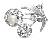 Брошь "Цветок", украшенная белой речной жемчужиной 7-9,5 мм