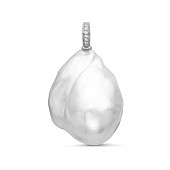 Кулон из серебра с белой барочной жемчужиной 20-25 мм