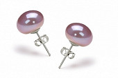 Пусеты из серебра 925 пробы с лавандовыми речными жемчужинами 9,5-10 мм