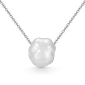 Цепочка из белого золота с белой барочной речной жемчужиной 10-11 мм. Длина 45 см