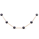 Цепочка из красного золота с черными морскими жемчужинами 7-7,5 мм. Длина 40 см