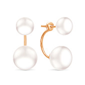 Пусеты "Диор" из серебра с белыми речными жемчужинами 8,5-11 мм