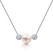 Цепочка из серебра с морской Австралийской жемчужиной 10-10,5 мм