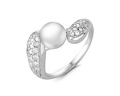 Кольцо из серебра с белой речной жемчужиной 6,5-7 мм