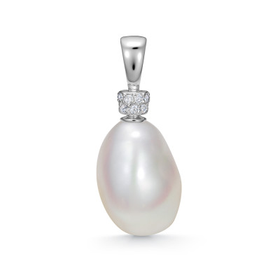Кулон из серебра с белой барочной речной жемчужиной 10-11 мм