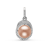 Кулон из серебра с розовой речной жемчужиной 10-10,5 мм