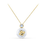 Цепочка из серебра 925 пробы с белой барочной жемчужиной 14,5-15 мм