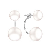 Пусеты "Диор" из серебра с белыми речными жемчужинами 8,5-11 мм