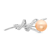 Брошь из серебра с розовой речной жемчужиной 8,5-9 мм