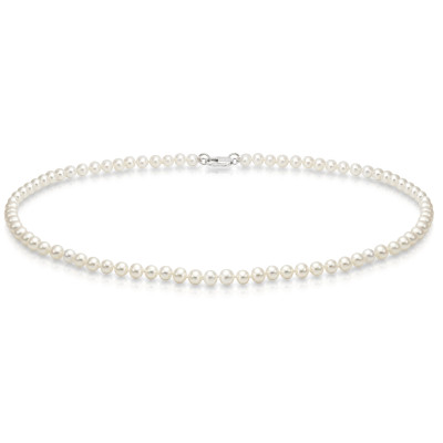 Ожерелье из белого круглого речного жемчуга класса ААА. Жемчужины 4-4,5 мм