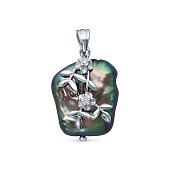 Кулон из серебра с черной барочной жемчужиной 18 мм