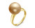 Кольцо из желтого золота с золотистой морской Австралийской жемчужиной 13,6-13,9 мм