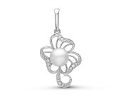 Кулон из серебра с белой речной жемчужиной. Жемчужина 7-7,5 мм