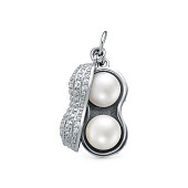 Подвеска из серебра с белыми речными жемчужинами 8-8,5 мм