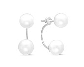 Пусеты "Диор" из белого золота с белыми речными жемчужинами 8-9 мм