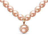 Ожерелье из розового речного жемчуга с подвеской из серебра. Жемчуг 7,5-8 мм