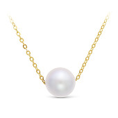 Цепочка из желтого золота с белой морской жемчужиной 8,5-9 мм. Длина 50 см