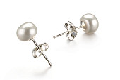 Пусеты из серебра 925 пробы с белыми речными жемчужинами 6,5-7 мм