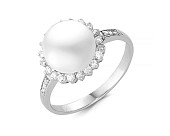 Кольцо из серебра с белой речной жемчужиной 9-9,5 мм
