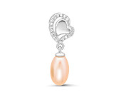 Кулон "Сердце" из серебра с розовой речной жемчужиной 7,5-8 мм