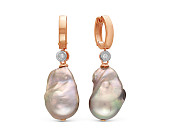 Серьги из серебра с серебристыми жемчужинами "Барокко" 13-16 мм