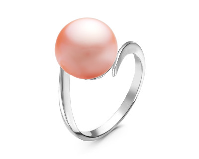 Кольцо из серебра с розовой речной жемчужиной 10,5-11 мм