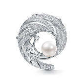 Брошь-кулон из сплава с белой речной жемчужиной 8,5-9 мм