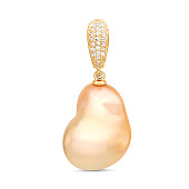 Кулон из серебра с розовой барочной жемчужиной 20-30 мм