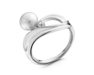 Кольцо из серебра с белой речной жемчужиной 7,5 мм
