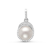 Кулон из серебра с белой речной жемчужиной 9,5-10 мм