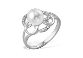 Кольцо из серебра с белой речной жемчужиной 7,5-8 мм