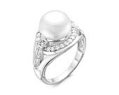 Кольцо из серебра с белой речной жемчужиной 10,5 мм
