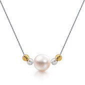 Цепочка из серебра 925 пробы с белой речной жемчужиной 9,5-10 мм