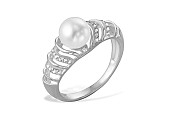 Кольцо из серебра с белой речной жемчужиной 7,5-8 мм