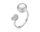 Кольцо "Диор" из серебра с белой речной жемчужиной 9,5-10 мм