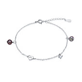 Браслет из серебра 925 пробы с черными речными жемчужинами 5-5,5 мм