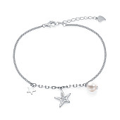  Браслет из серебра 925 пробы с белой морской жемчужиной Акойя 6-6,5 мм
