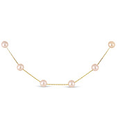 Цепочка из желтого золота с розовыми морскими жемчужинами 7-7,5 мм. Длина 42 см