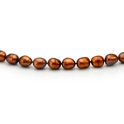 Ожерелье из шоколадного речного барочного жемчуга. Жемчужины 8,5-9 мм