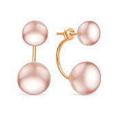 Пусеты "Диор" из серебра с розовыми речными жемчужинами 7,5-10 мм