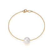 Браслет на цепочке из золота с белой Австралийской жемчужиной 11-11,5 мм