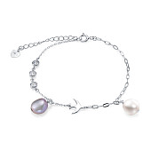 Браслет из серебра 925 пробы с барочными речными жемчужинами 8-8,5 мм