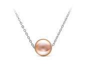 Цепочка из белого золота с розовой морской жемчужиной 9,5-10 мм. Длина 40 см