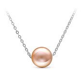 Цепочка из белого золота с розовой морской жемчужиной 9,5-10 мм. Длина 45 см