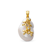 Кулон из серебра с белой речной барочной жемчужиной 16-23 мм