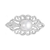 Брошь из серебра с белой речной жемчужиной 8,5-9 мм