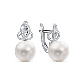 Серьги из белого золота с белыми речными жемчужинами 8,5-9 мм